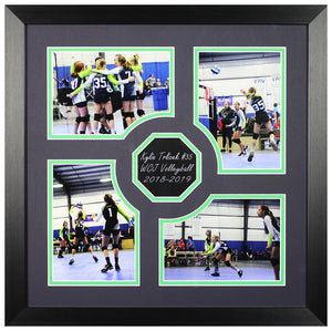 Photo - Volleyball - Framed Square - Middle Nameplate with 4 Photos